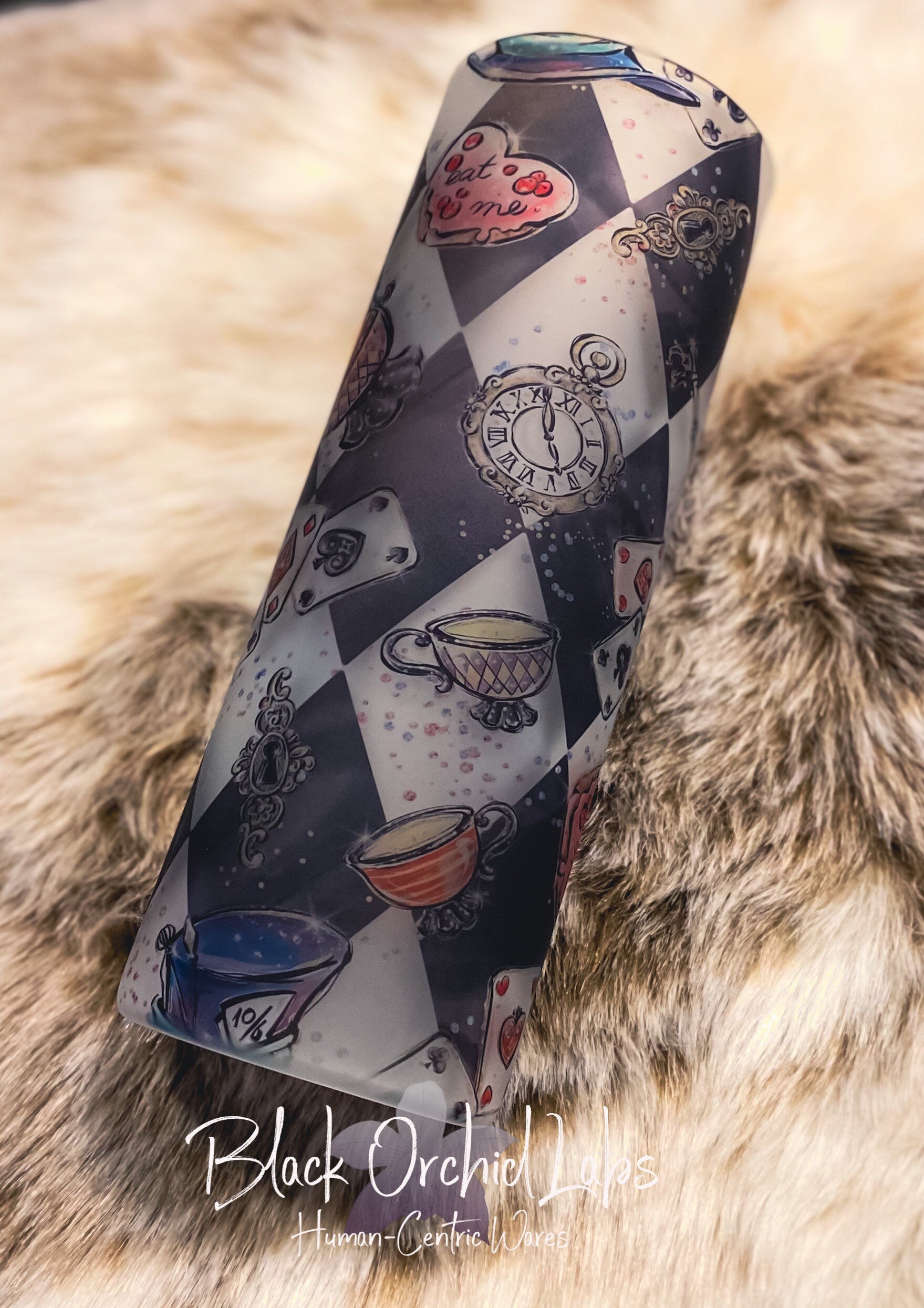 Dark Academia, Alice in Wonderland Tumbler, Personalized tumbler, Mug, White Rabbit Tumbler, Hatter, Gift for her, minimalist, Bookish