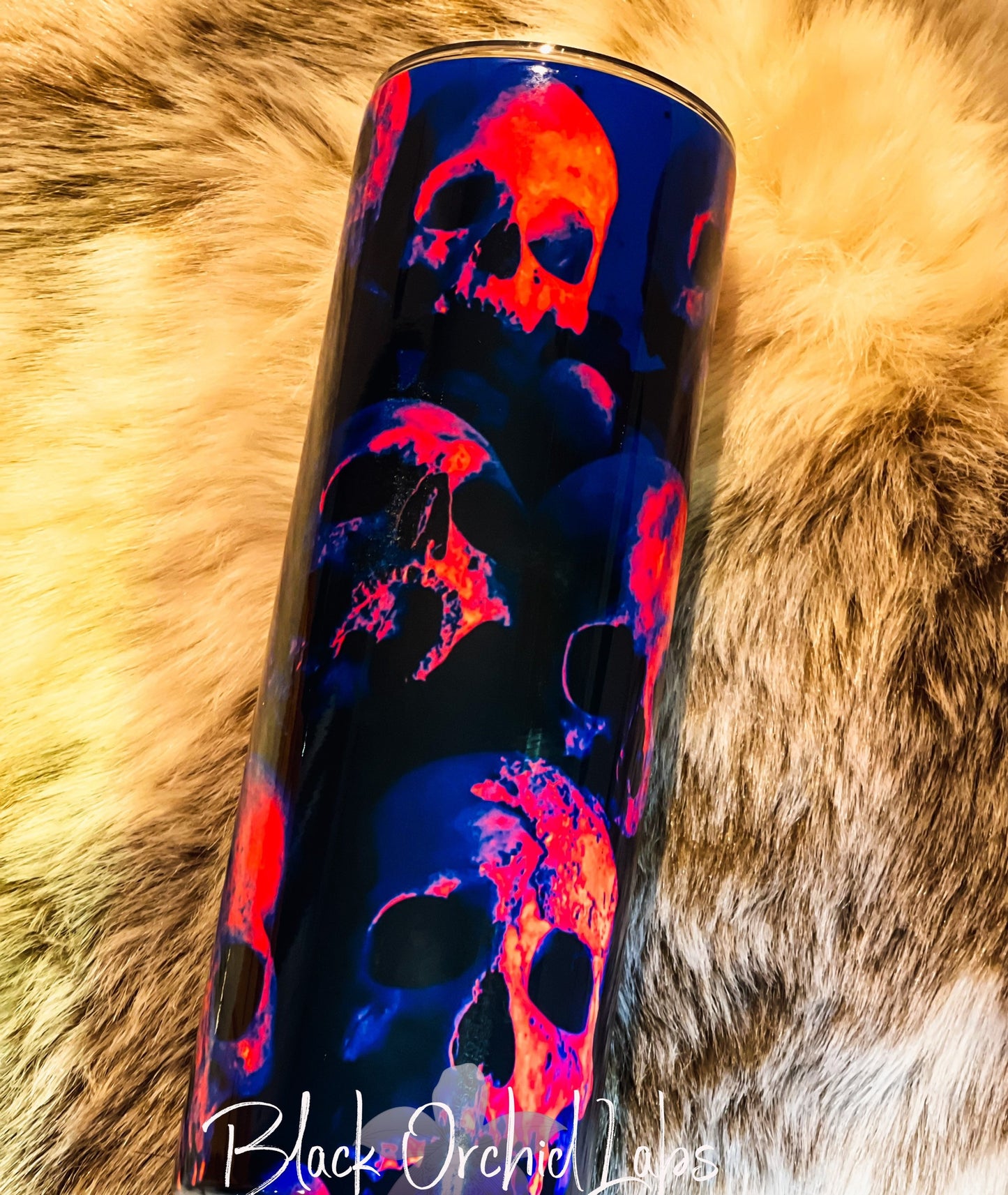 Neon Skull Tumbler, Dark Academia Skull Travel Mug, Goth Tumbler, Skull Gift, Gift for Her, Minimalist