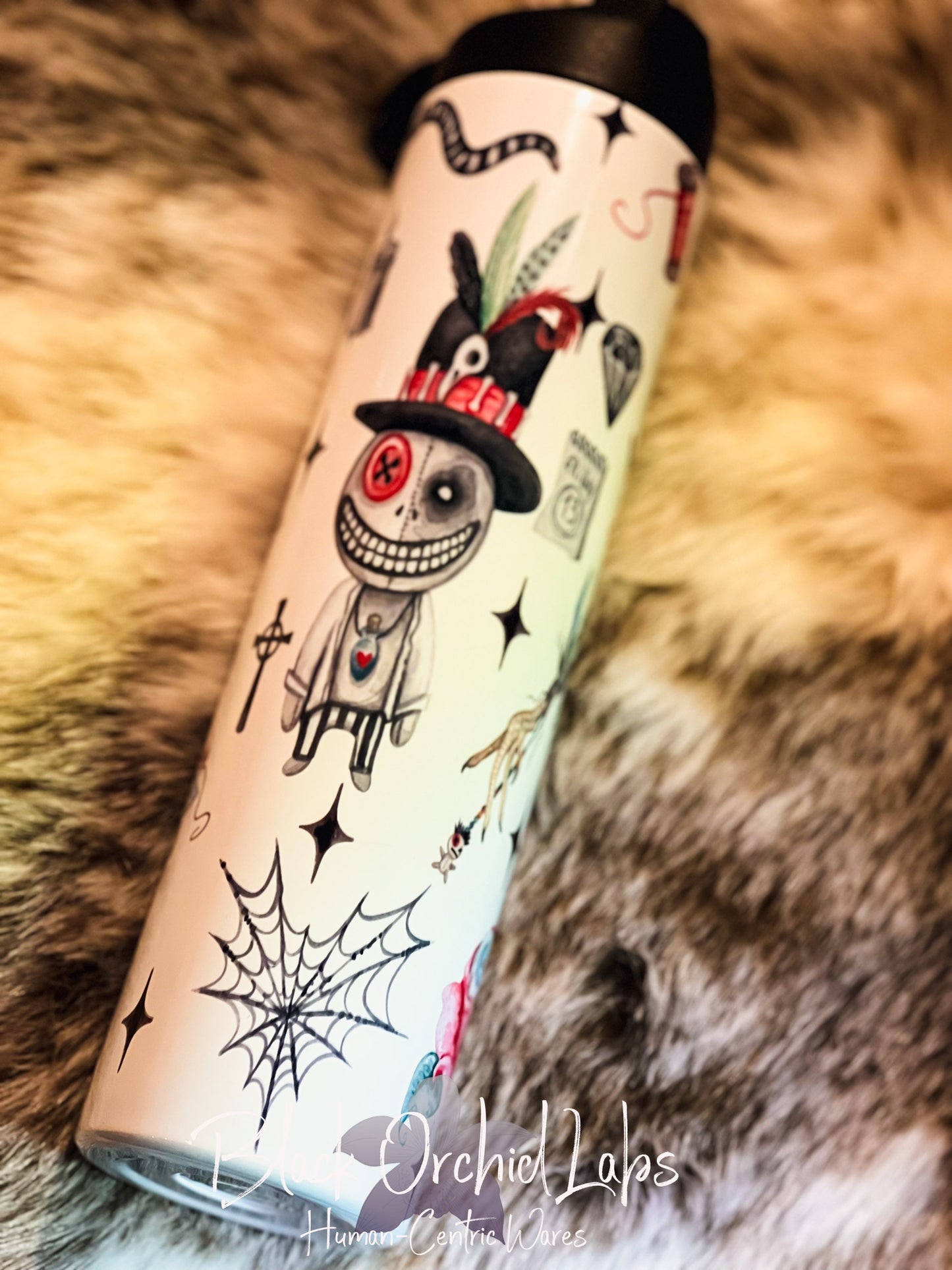 Voodoo Doll Tumbler, Goblincore, Dark academia travel mug, goth gift, witchy gift, minimalist