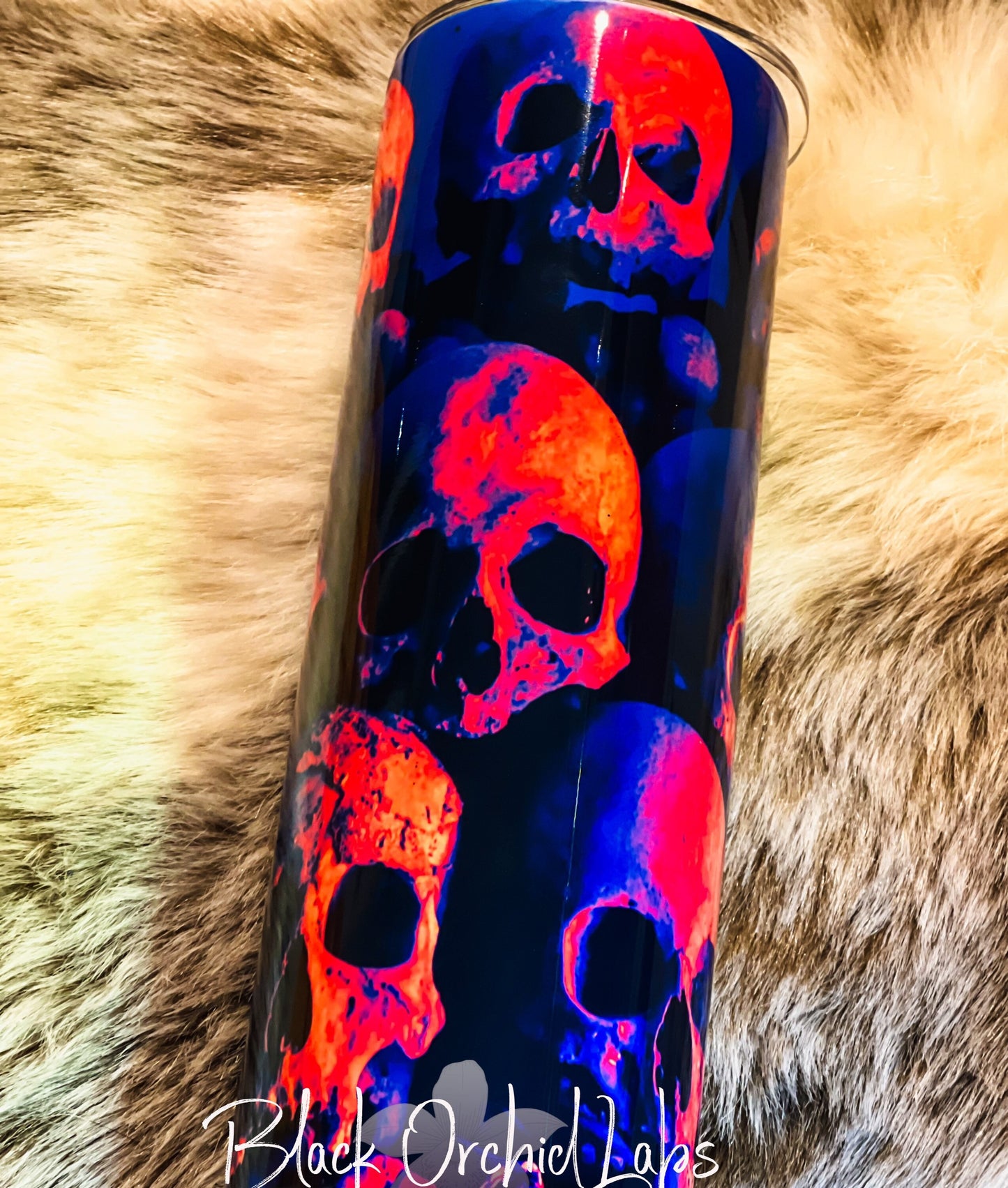 Neon Skull Tumbler, Dark Academia Skull Travel Mug, Goth Tumbler, Skull Gift, Gift for Her, Minimalist