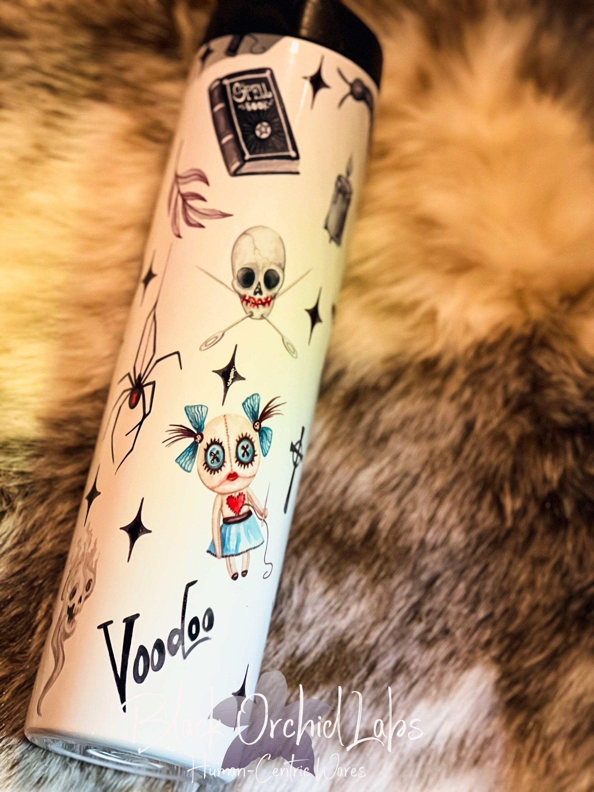 Voodoo Doll Tumbler, Goblincore, Dark academia travel mug, goth gift, witchy gift, minimalist