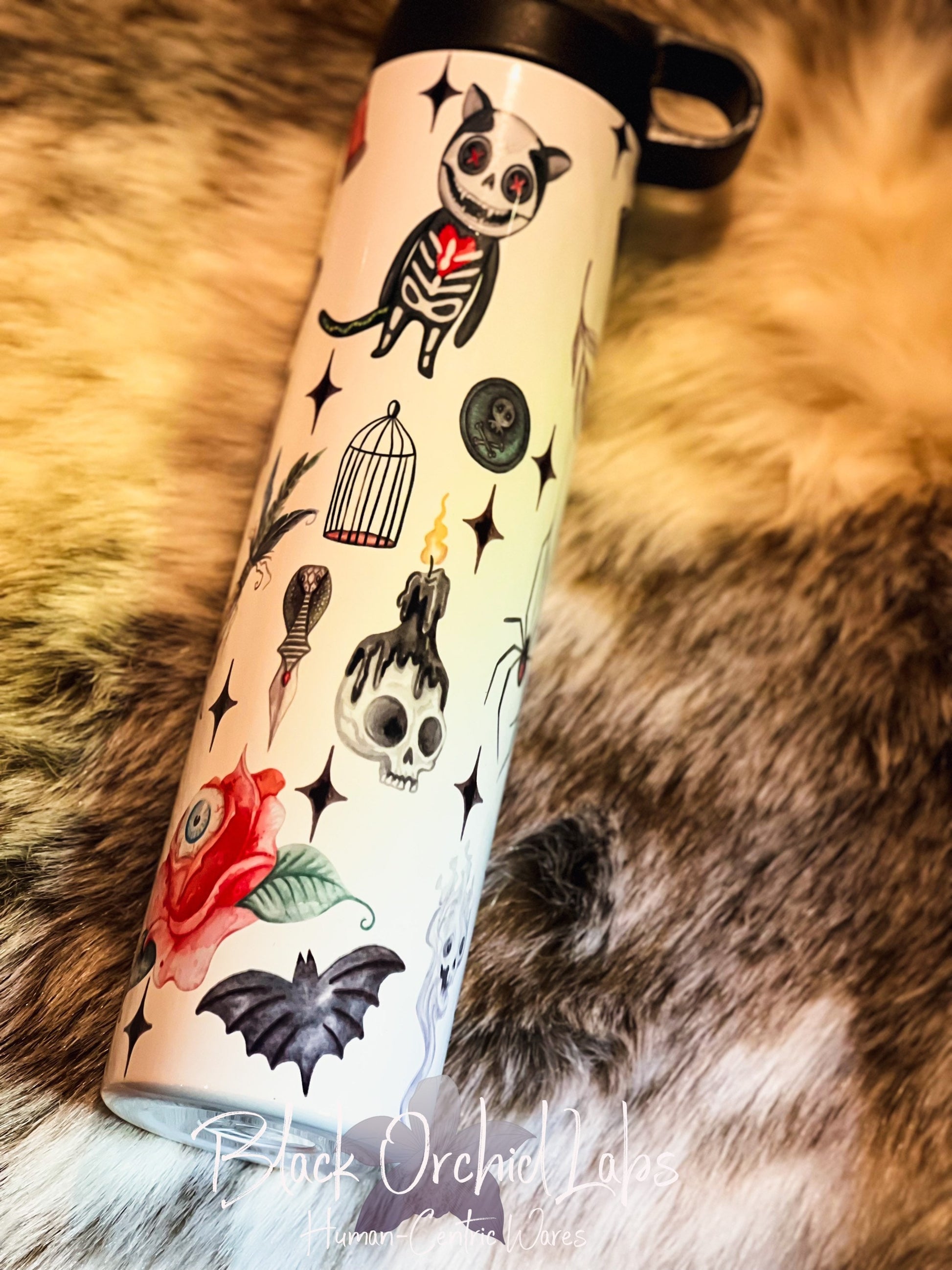 Voodoo Doll Tumbler, Goblincore, Dark academia travel mug, goth gift, witchy gift, minimalist