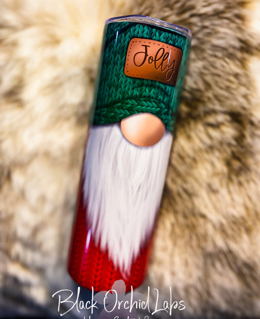 Christmas gnome Santa Claus Tumbler, Snow holiday lover Print Travel Mug, Holiday festive Print Tumbler with straw, gift exchange