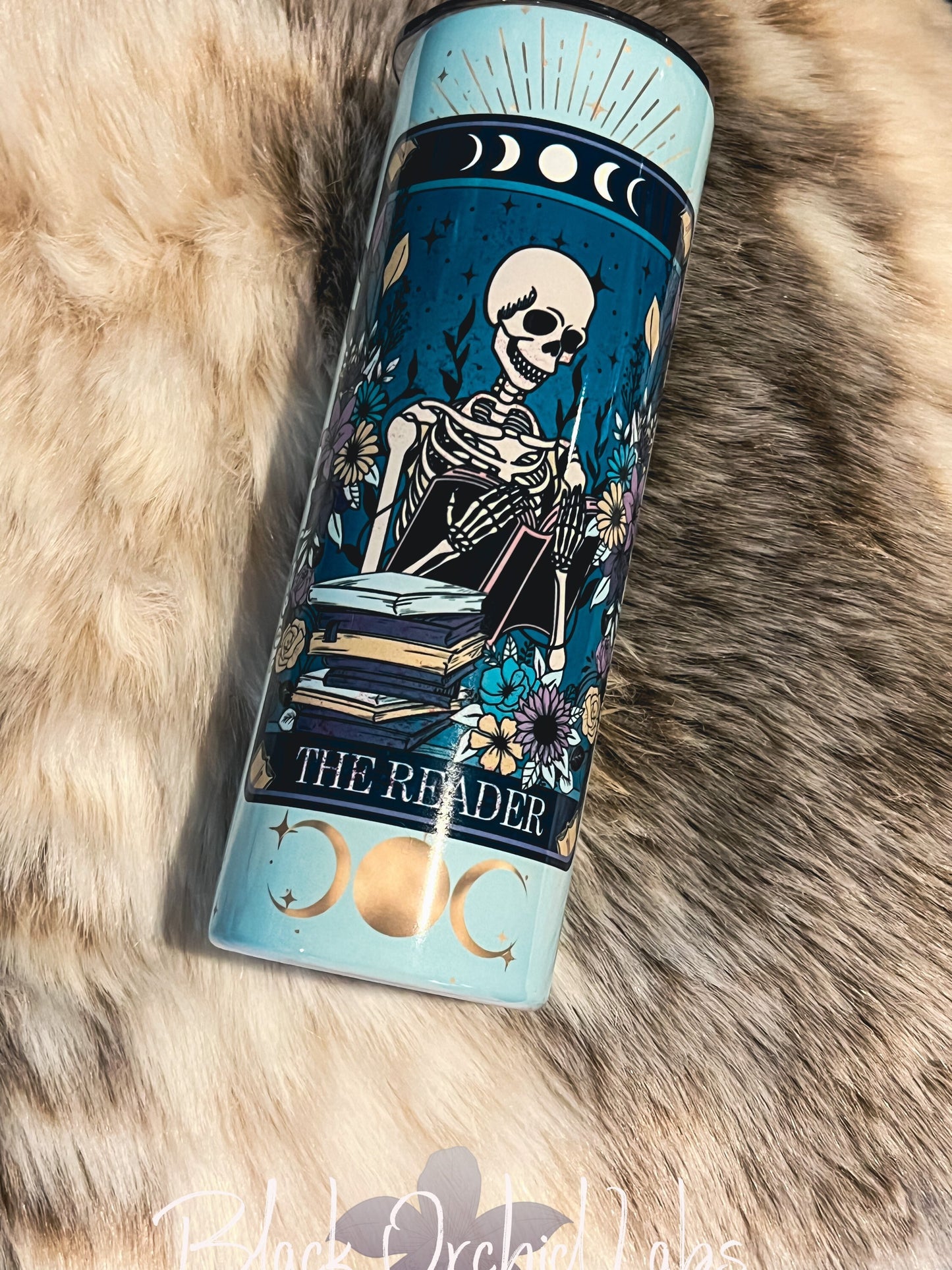 Zodiac, Tarot Card Glass Tumbler, Dark Academia Travel Mug, Bookish Gift, Goth Skull Gift, Skeleton, Reader, Witch, minimalist, gift for her