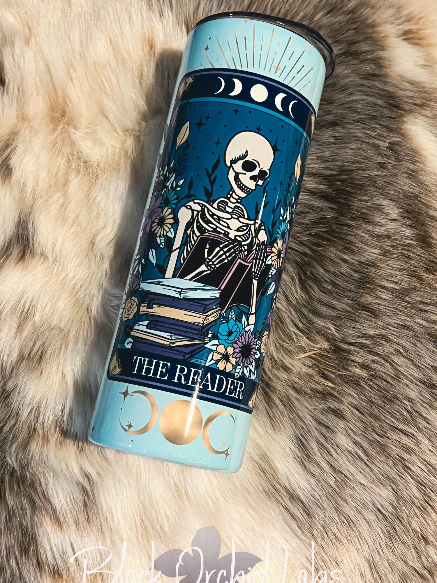 Zodiac, Tarot Card Tumbler, Dark Academia Travel Mug, Bookish Gift, Goth Skull Gift, Skeleton, Reader, Witch, minimalist, gift for her