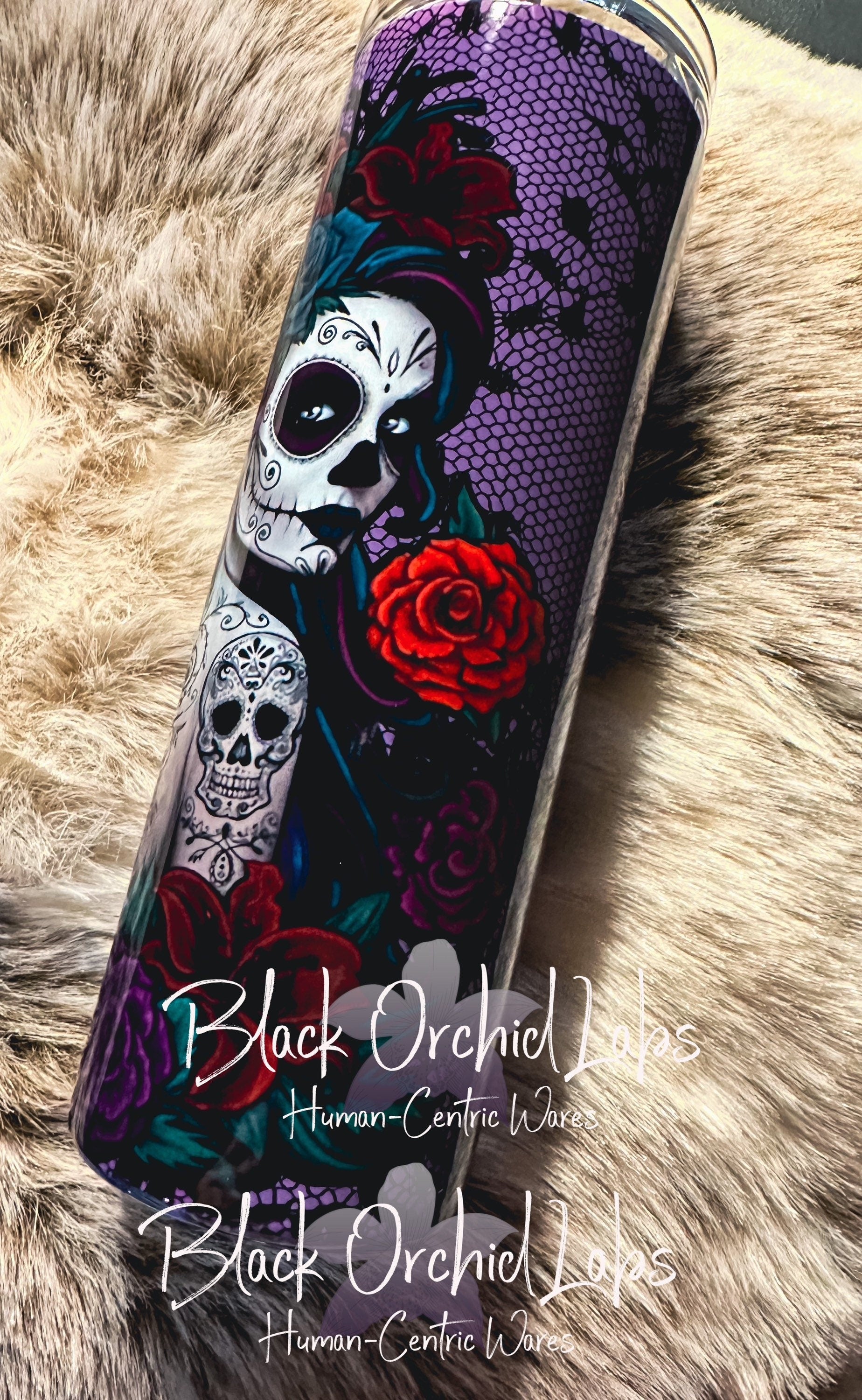 La Catrina, Sugar Skull Tumbler, Day of the Dead travel mug, Dia de los Muertos, Skull Tumbler, Minimalist, Goth, Gift for her