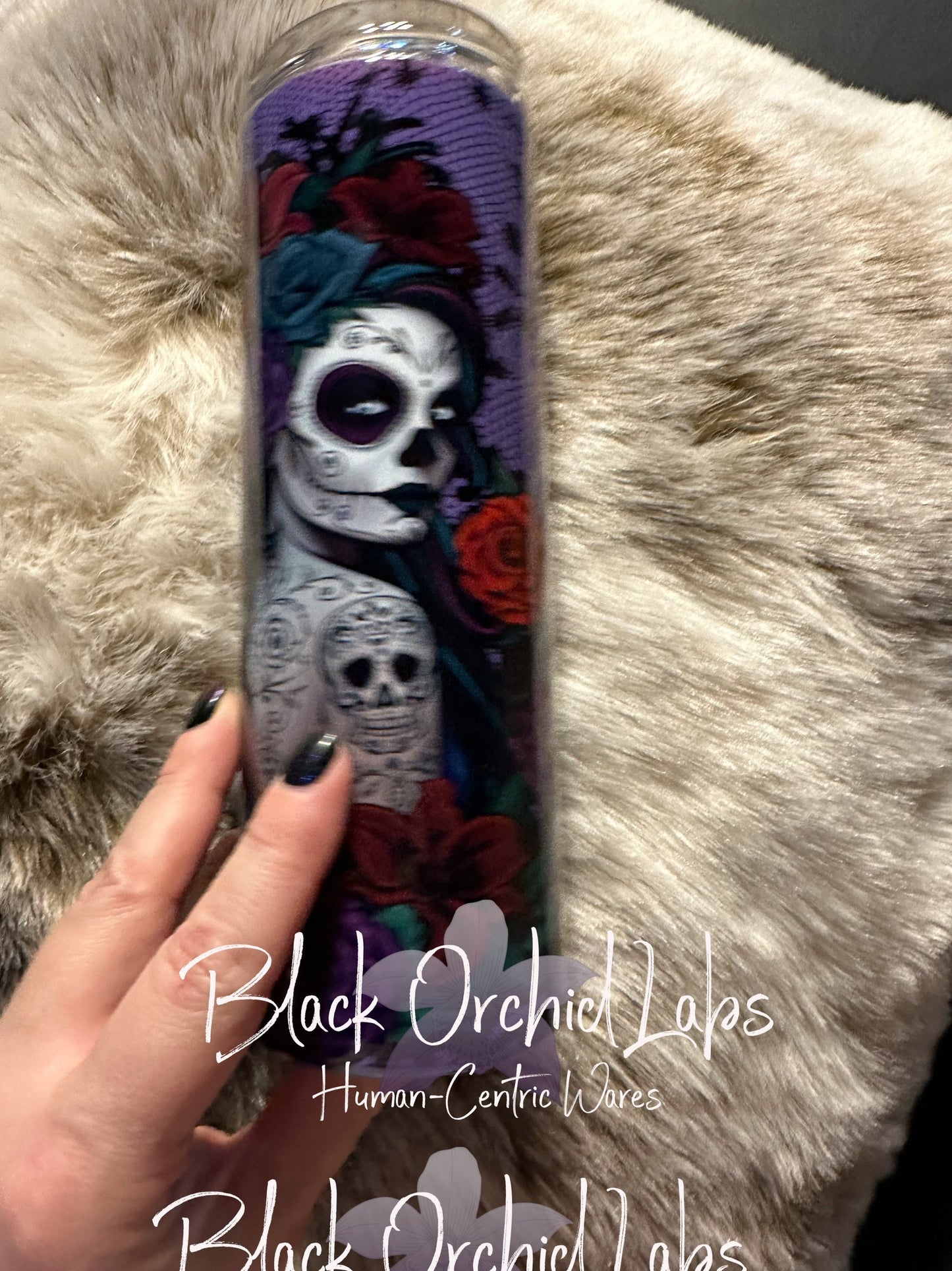 La Catrina, Sugar Skull Tumbler, Day of the Dead travel mug, Dia de los Muertos, Skull Tumbler, Minimalist, Goth, Gift for her