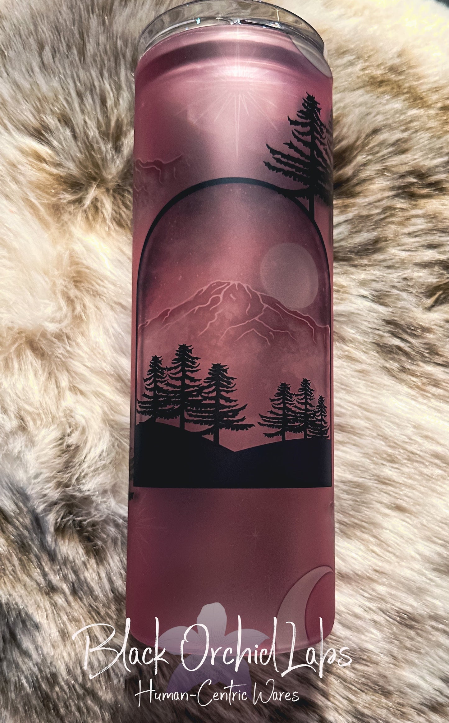 Mountain sunset nature tumbler, Nature Travel Mug, Gift for dreamer, Wanderlust, Traveler, gift for her, minimalist