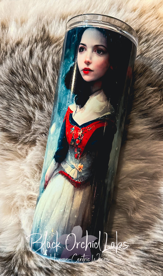 Snow White Dark Academia Tumbler, Goth Fantasy Travel Mug, Fairytale, Bookish Gift, Gift for her, minimalist