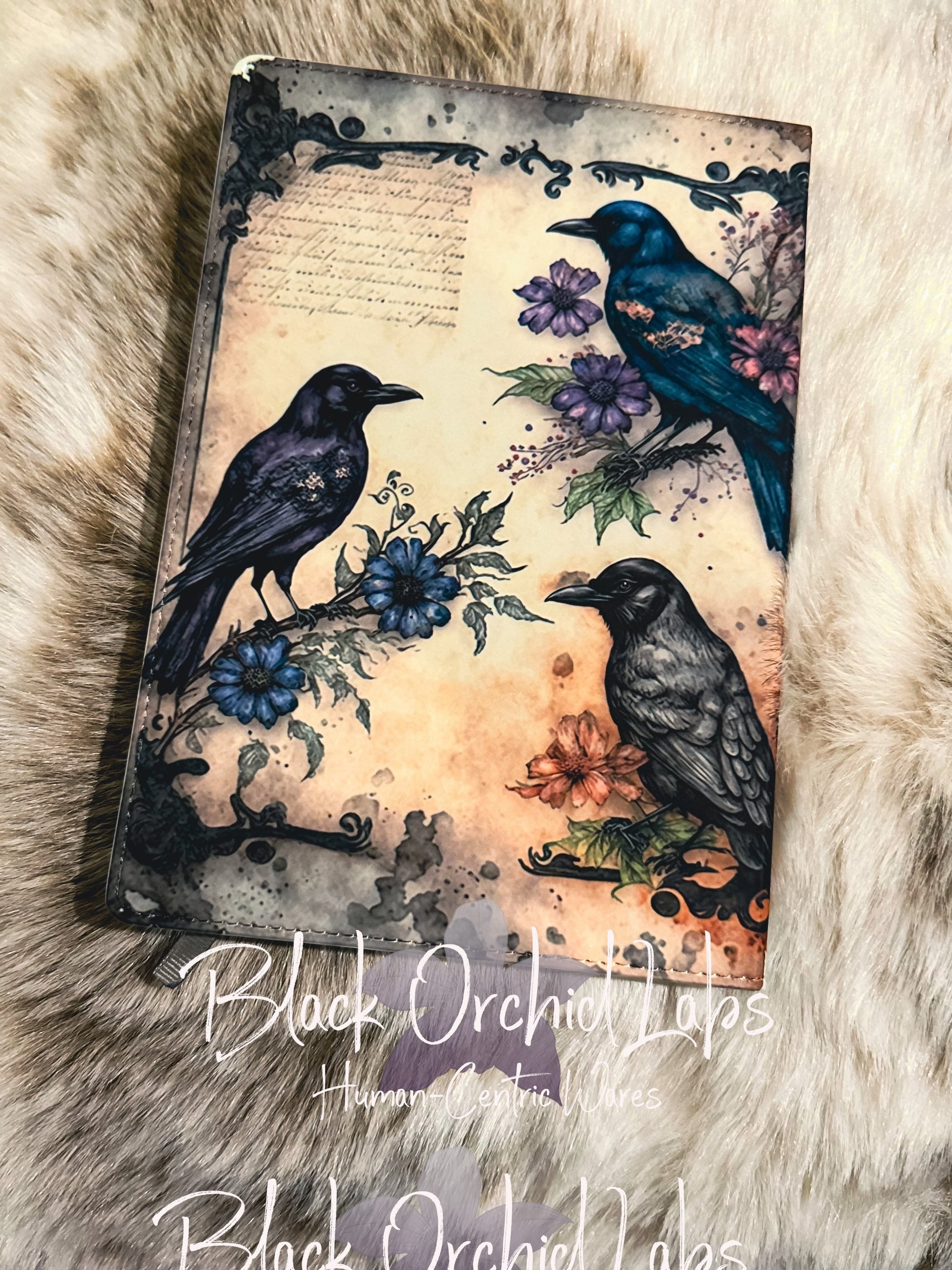 Raven gothic Vegan Leather Journal, 8”x6”, journal, writer reader gift, coworker gift, gift exchange, journal, steampunk Poe, dark fantasy