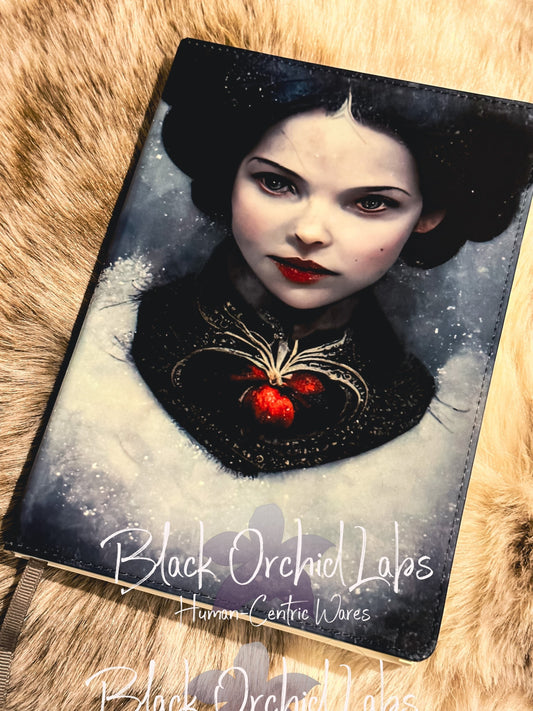 Snow White fairytale Vegan Leather Journal, 8”x6”, Dark Academia journal, goth notebook, evil queen, gift for her, goth, spell book