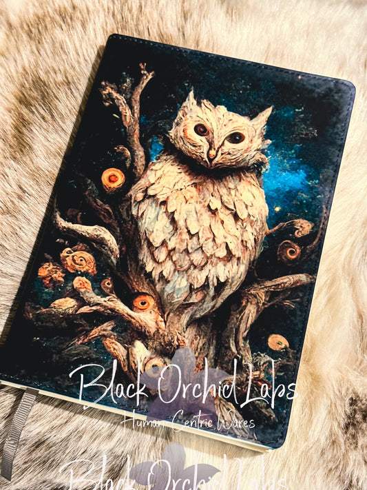 Dark Academia Owl Vegan Leather Journal, 8”x6”, journal, goth notebook, witch, witchy gift, gift for her,