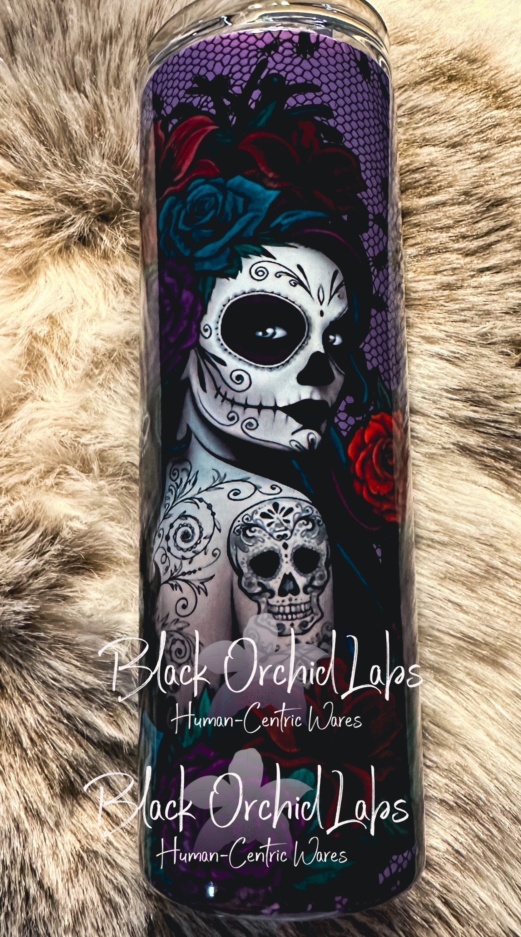 La Catrina, Sugar Skull Tumbler, Day of the Dead travel mug, Dia de los Muertos, Skull Tumbler, Minimalist, Goth, Gift for her