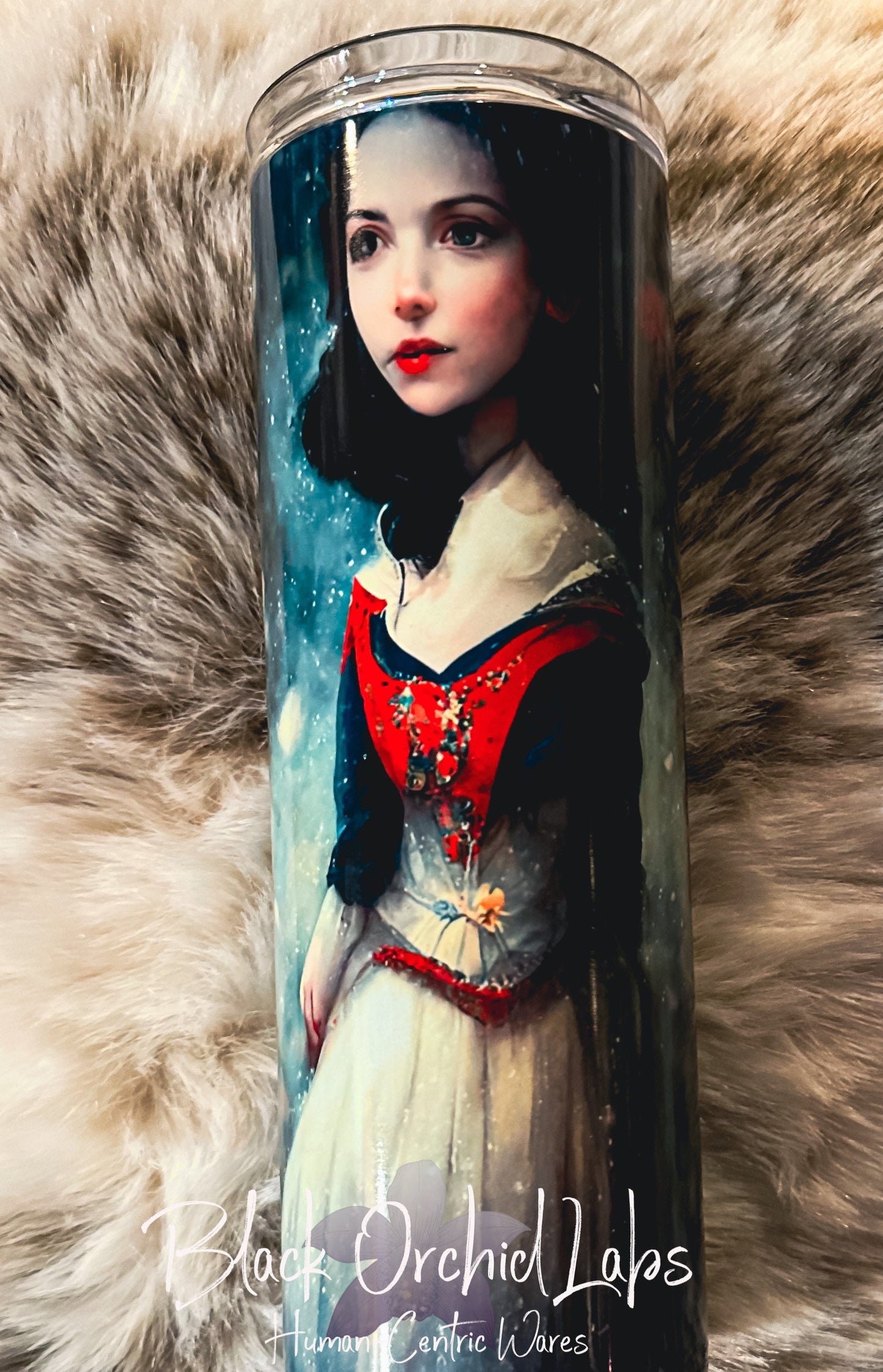 Snow White Dark Academia Tumbler, Goth Fantasy Travel Mug, Fairytale, Bookish Gift, Gift for her, minimalist