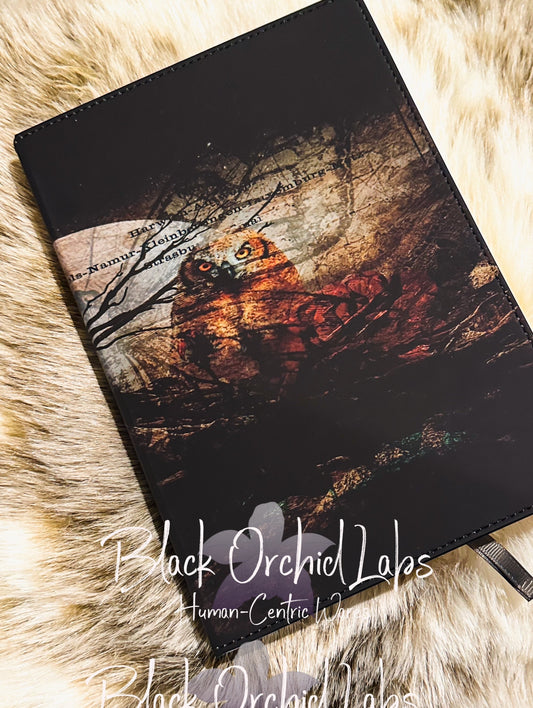 Dark Academia Hawk Vegan Leather Journal, 8”x6”, journal, goth notebook, witch, witchy gift,