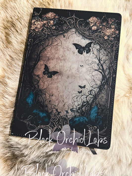 Butterfly Magic Spell Book Vegan Leather Journal, 8”x6”, Dark Academia journal, goth, witchy, gift for her