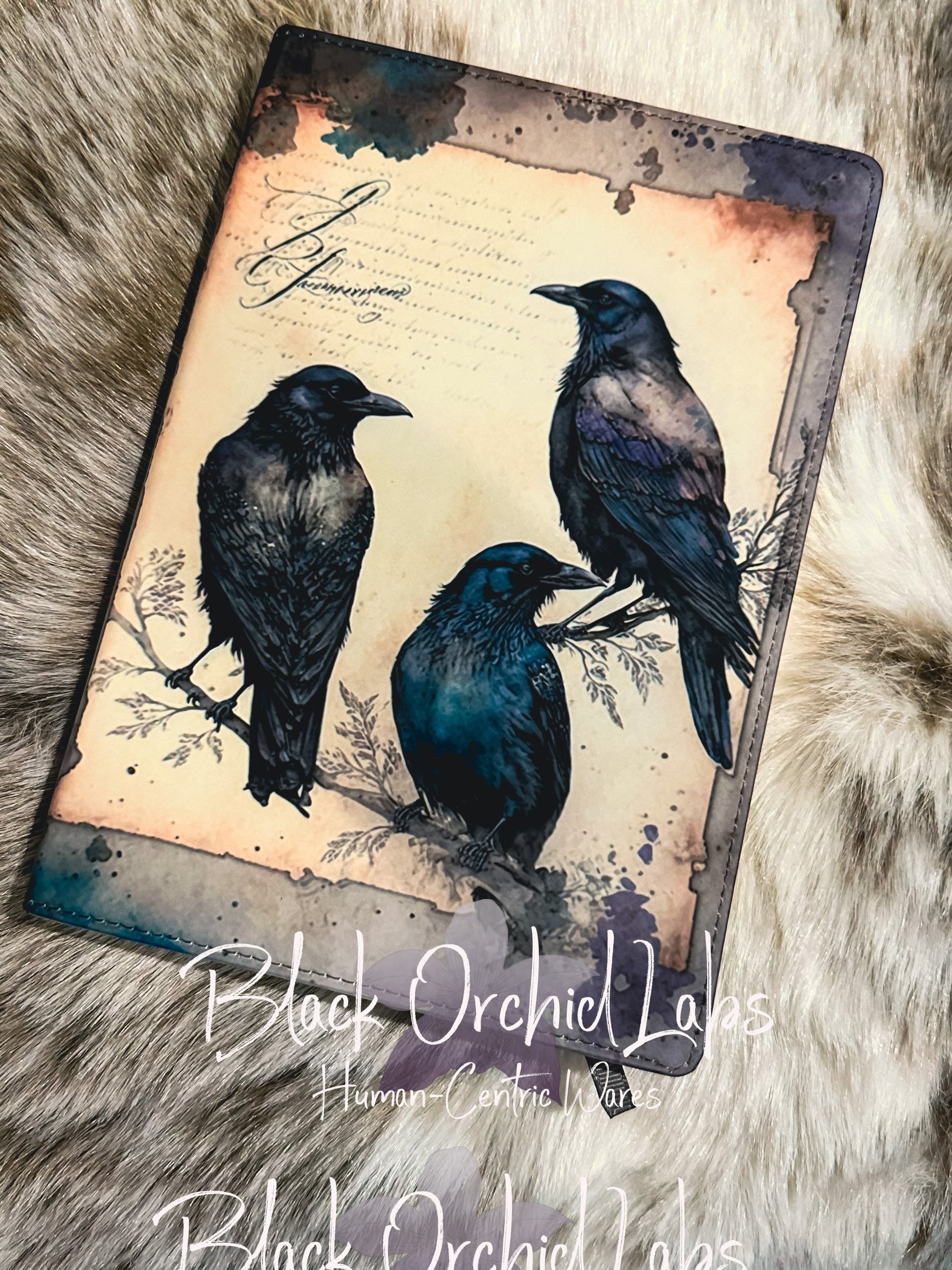 Raven gothic Vegan Leather Journal, 8”x6”, journal, writer reader gift, coworker gift, gift exchange, journal, steampunk Poe, dark fantasy