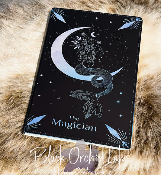 Tarot card Magic Vegan Leather Journal, 8”x6”, Dark Academia journal, witch gift, moon, witchy Notebook, gift for her, Spell Book