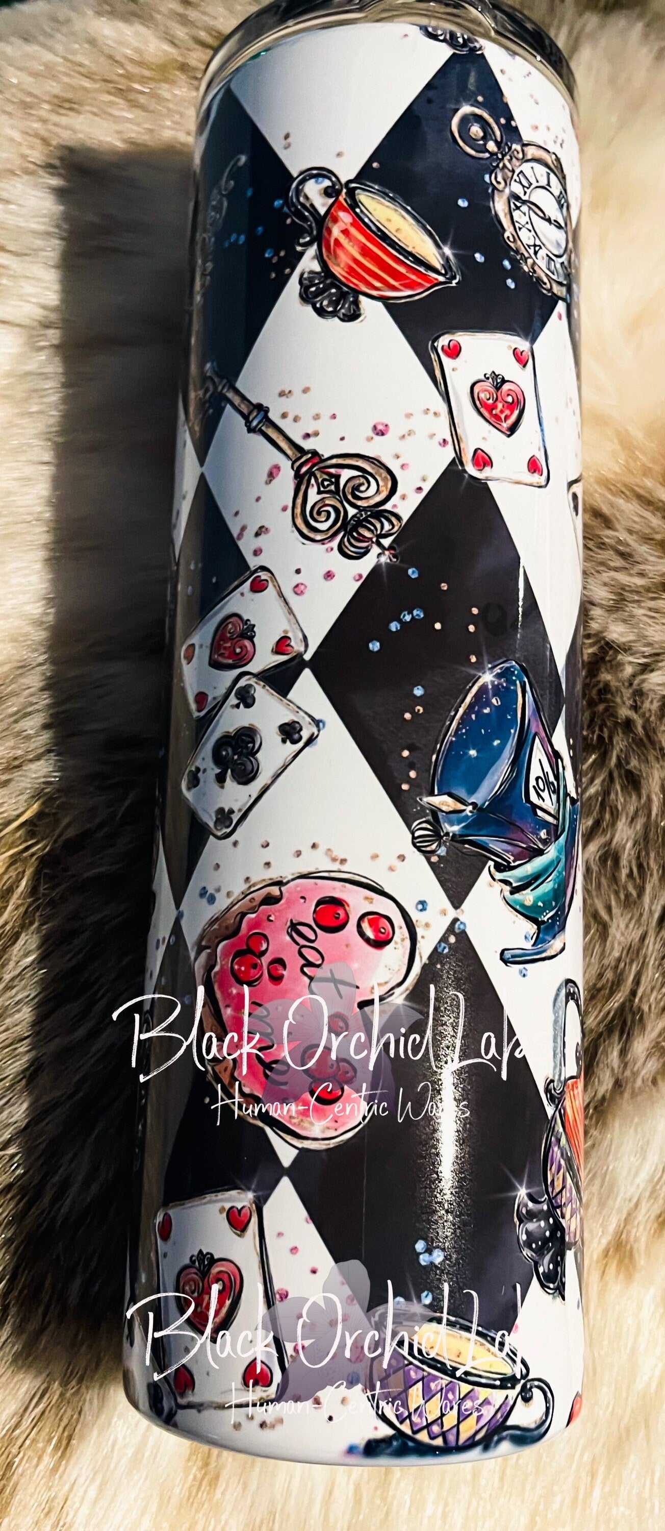 Dark Academia, Alice in Wonderland Tumbler, Personalized tumbler, Mug, White Rabbit Tumbler, Hatter, Gift for her, minimalist, Bookish