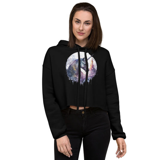 Goth Unicorn Womens Crop Hoodie, Dark Academia sweatshirt, goth clothing