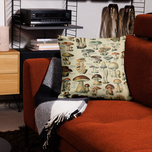 Cottagecore Mushroom Premium Pillow, forest, mushroom print, cottagecore, home decor decor