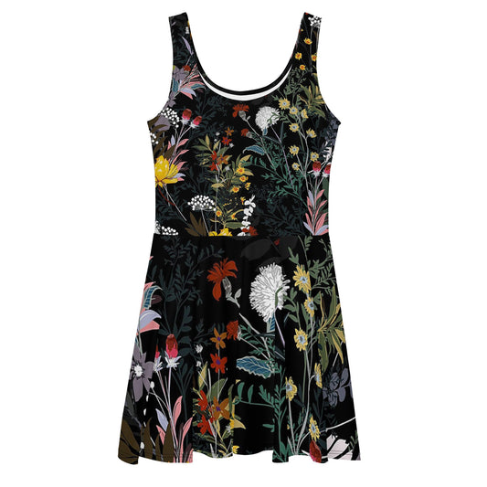 Cottagecore floral Skater Dress, Dark academia womens clothing, goblincore, cottagecore spring clothing