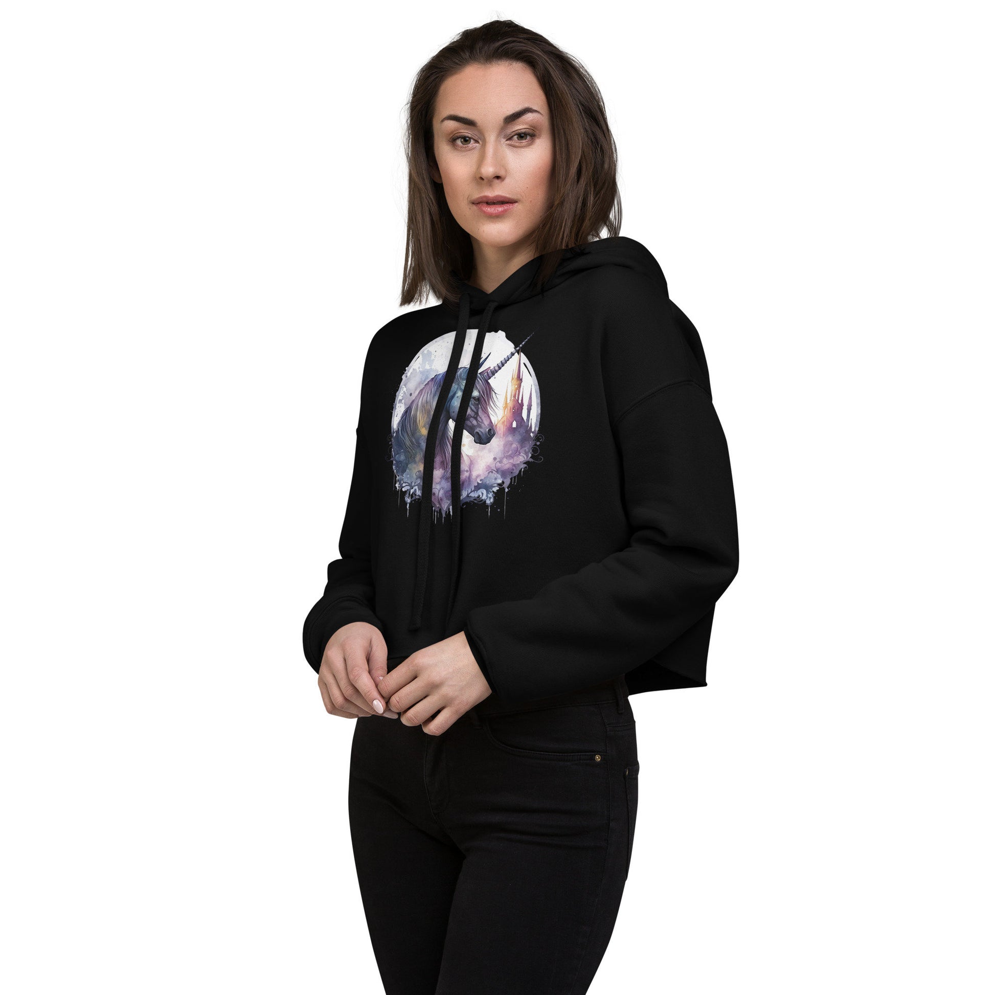 Goth Unicorn Womens Crop Hoodie, Dark Academia sweatshirt, goth clothing