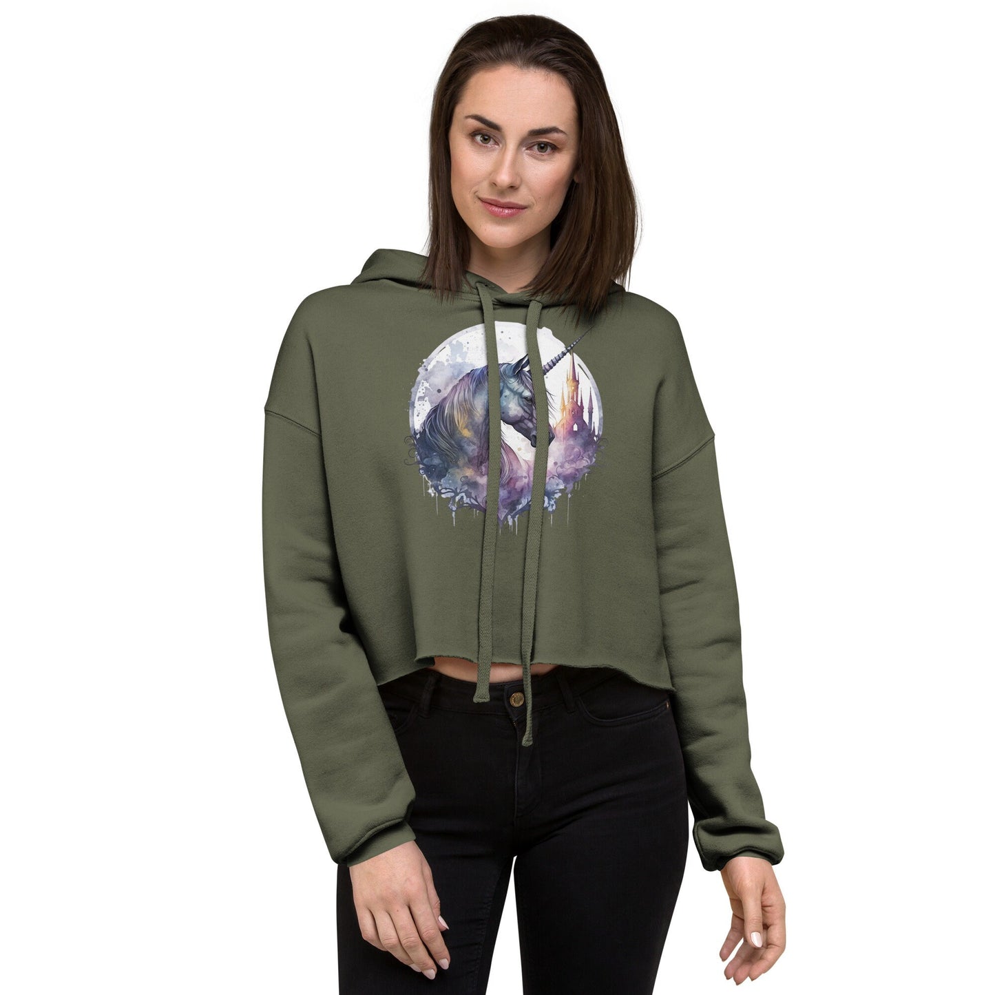 Goth Unicorn Womens Crop Hoodie, Dark Academia sweatshirt, goth clothing