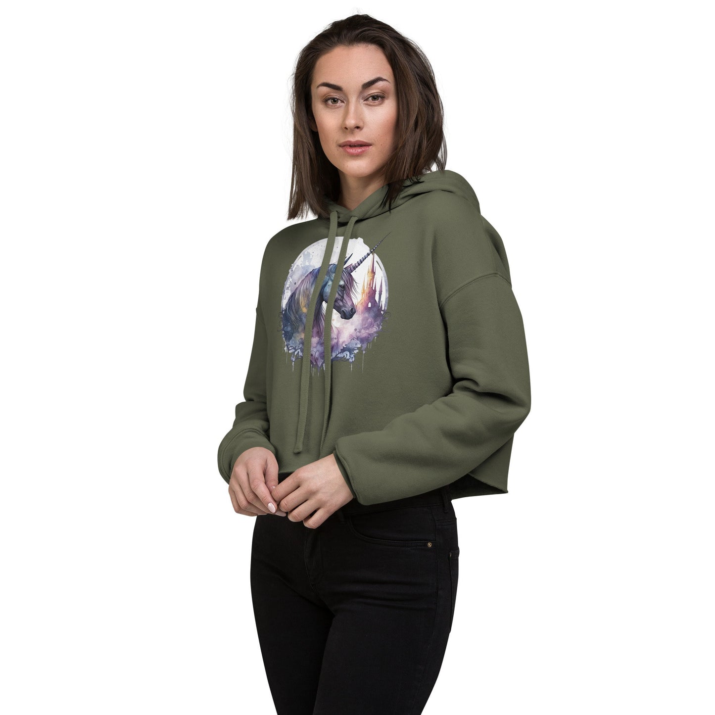 Goth Unicorn Womens Crop Hoodie, Dark Academia sweatshirt, goth clothing