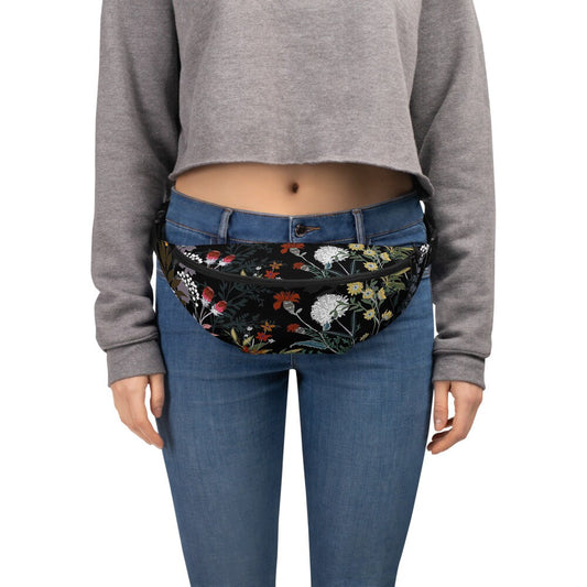 Cottagecore floral Fanny Pack, Dark academia fanny pack, goblincore, cottagecore womens accessories
