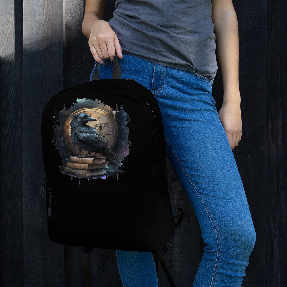 Dark Academia Raven Back Pack, Edgar Allan Poe, Raven, Bookish Gift, Goth