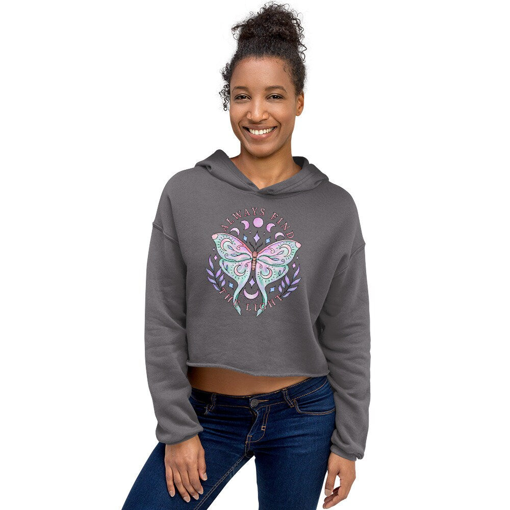 Pastel Goth Crop Hoodie, Luna Moth women&#39;s clothing, Cottagecore