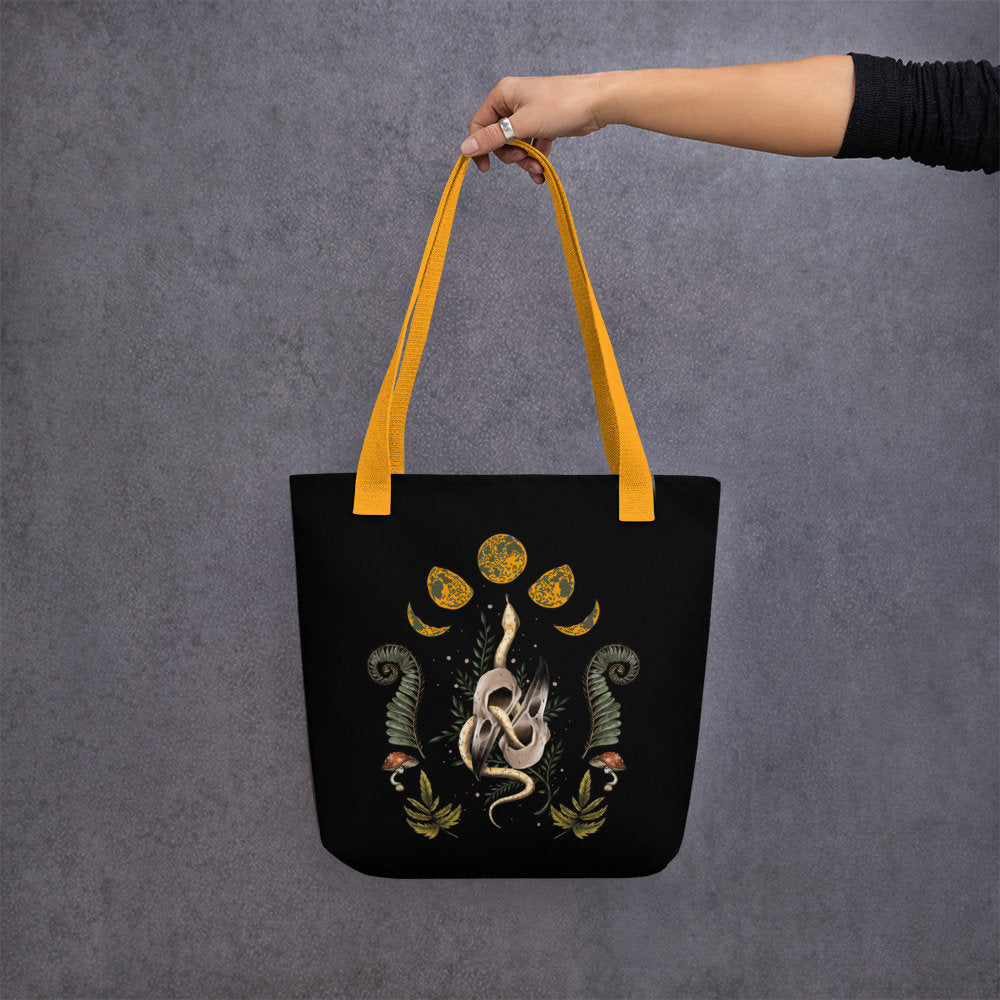 Cottagecore Witchy Tote Bag Goth Cottagecore Nature shoulder bag, Dark Academia