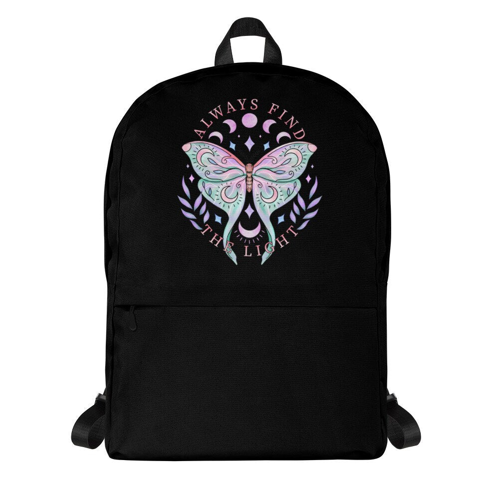 Pastel Goth Backpack, Luna Moth Goth bag, Witchy Goth Cottagecore backpack, bookbag