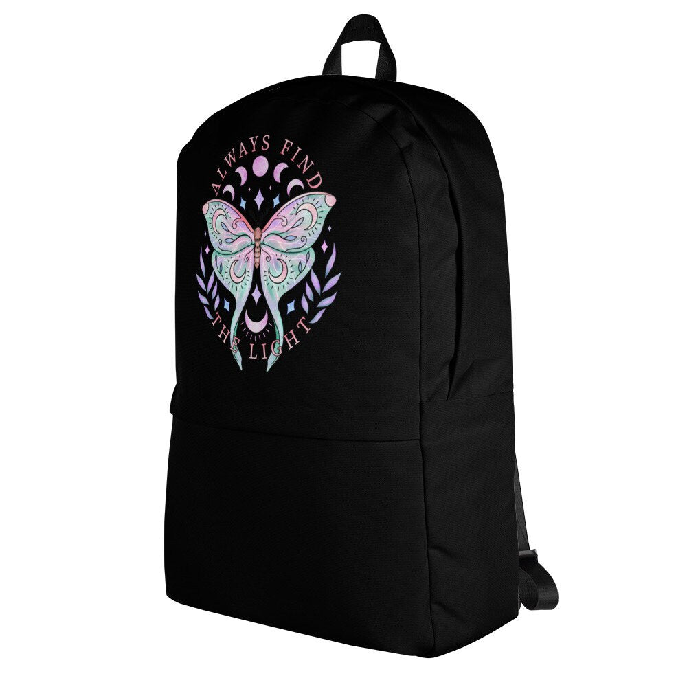 Pastel Goth Backpack, Luna Moth Goth bag, Witchy Goth Cottagecore backpack, bookbag