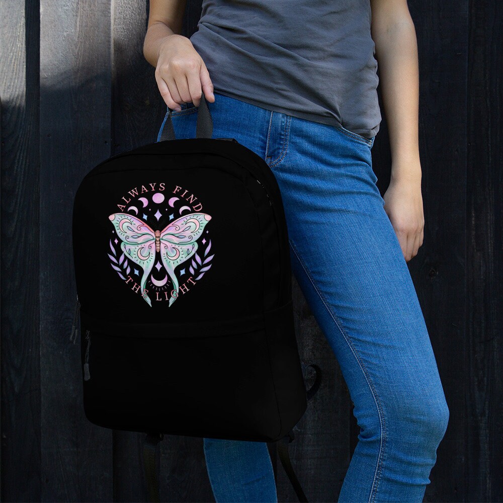 Pastel Goth Backpack, Luna Moth Goth bag, Witchy Goth Cottagecore backpack, bookbag