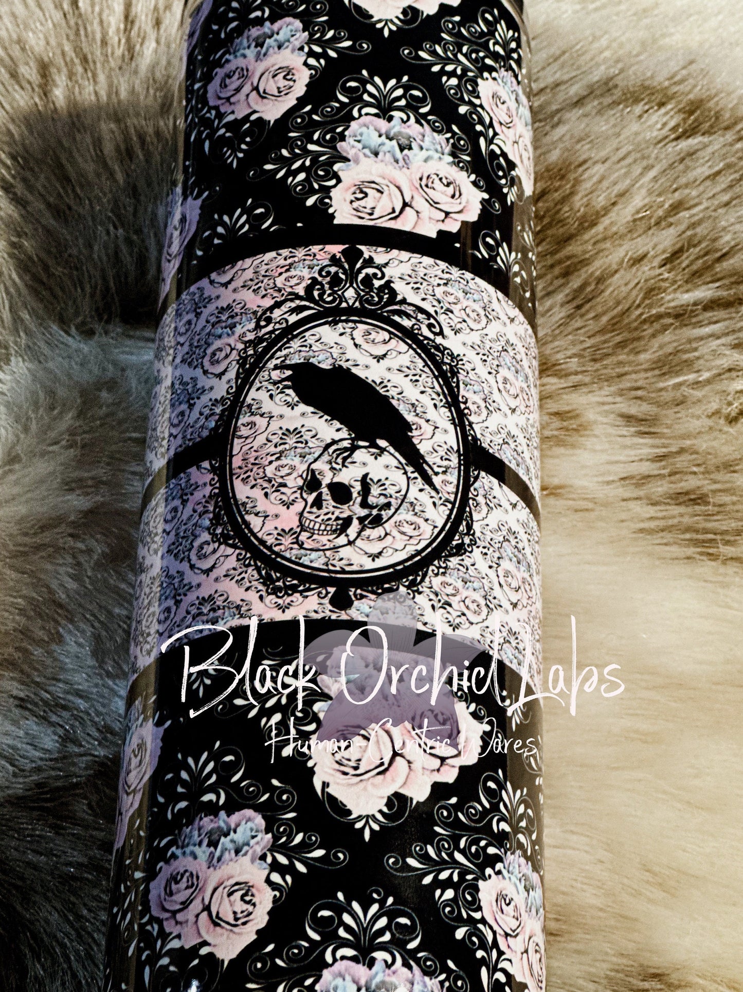 Raven cameo goth damask drink Tumbler, goth travel mug, Cottagecore, dark academia, goth gift, goth tumbler, punk gift, goth, raven