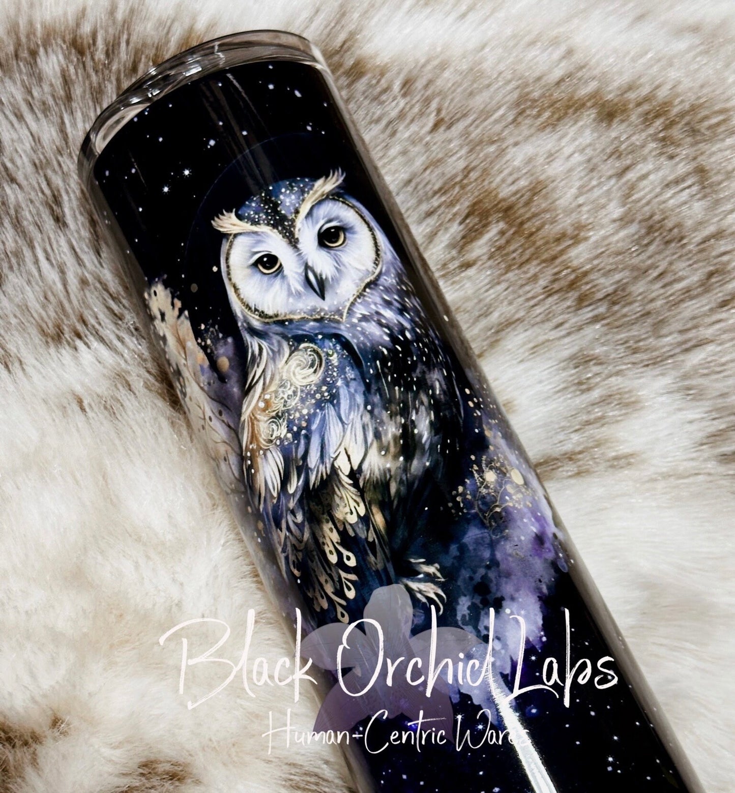 Dark Academia Lunar Owl Tumbler, goth Owl personalized tumbler, owl gift, minimalist, gift for her, celestial