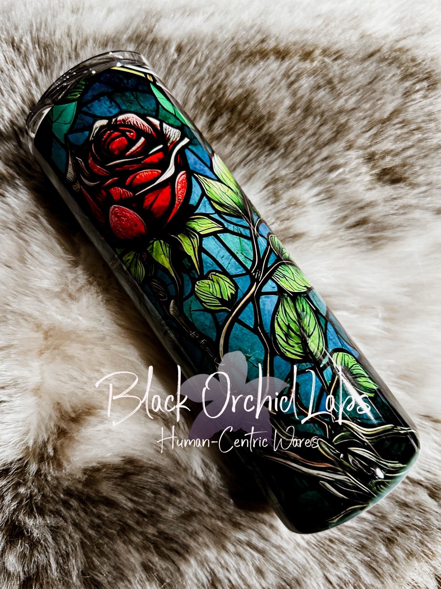 Dark Academia Stained Glass Rose Tumbler, rose Goth Travel Mug, Goth, Floral, minimalist, gift for her, cottagecore, Roses