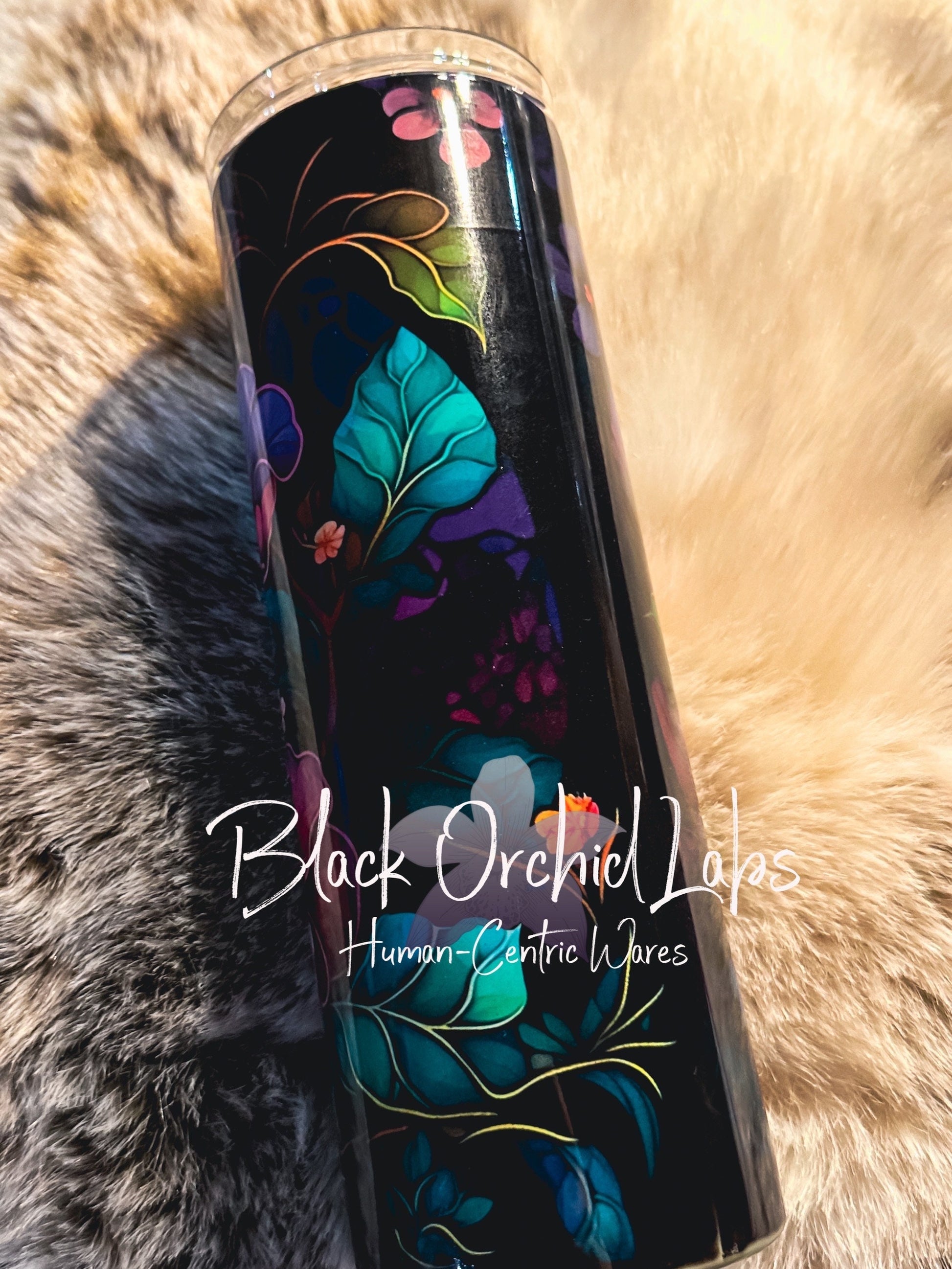 Floral Stained Glass Tumbler, flower Travel Mug, Goth, Floral, minimalist, gift for her, cottagecore