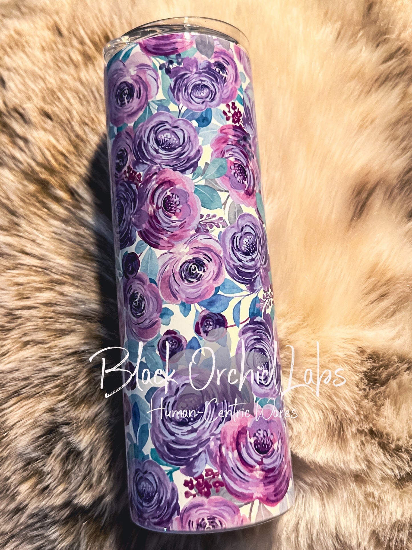 Minimalist Floral Tumbler, purple flower Tumbler, Purple floral travel mug, elegant, gift for her, minimalist