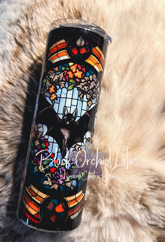 Stained Glass Goth Bat Tumbler, Dark academia travel mug, Witch, Goth girl gift, Spider Bat Tumbler, minimalist, gift for her