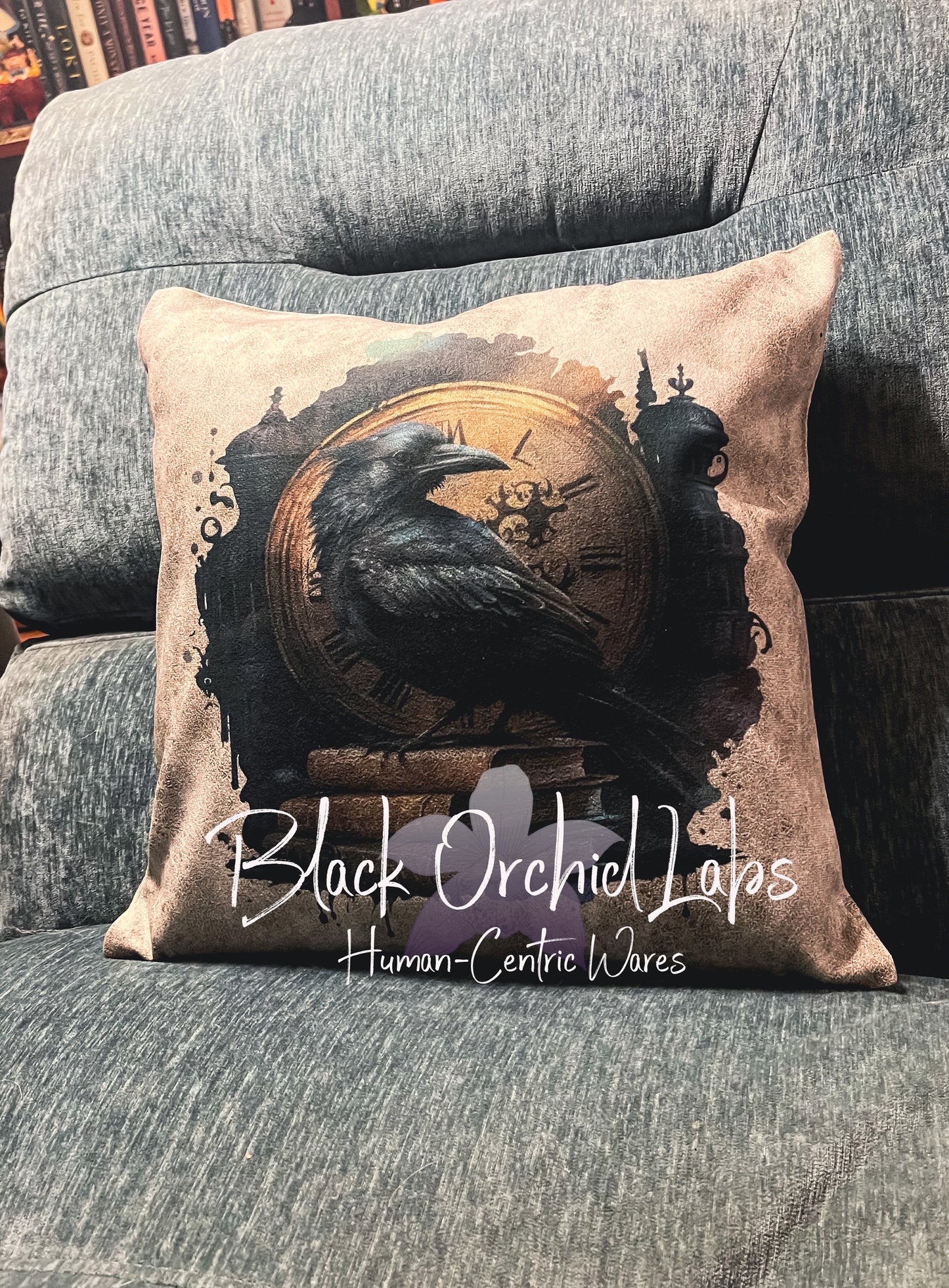 Dark Academia Raven premium pillow, Dark academia Home decor, goblincore, cottagecore spring home furniture and decor, reader