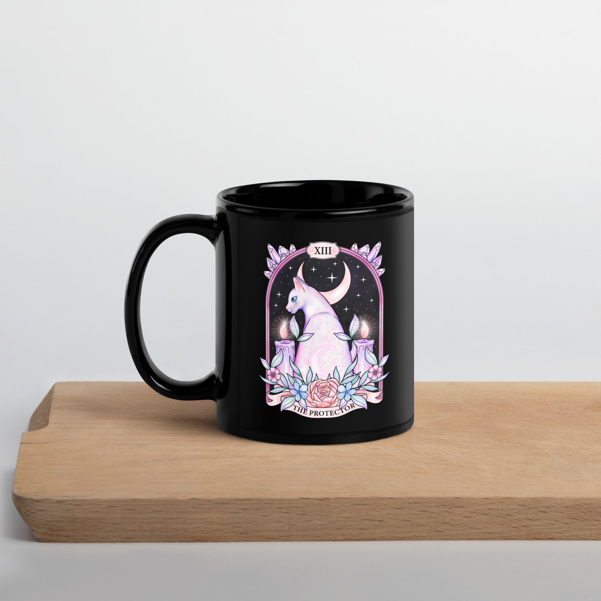 Pastel Goth Kitty Tarot Mug, Cat Tarot Card Coffee Mug, Soft Grunge, Witchy, Goth Ceramic Mug