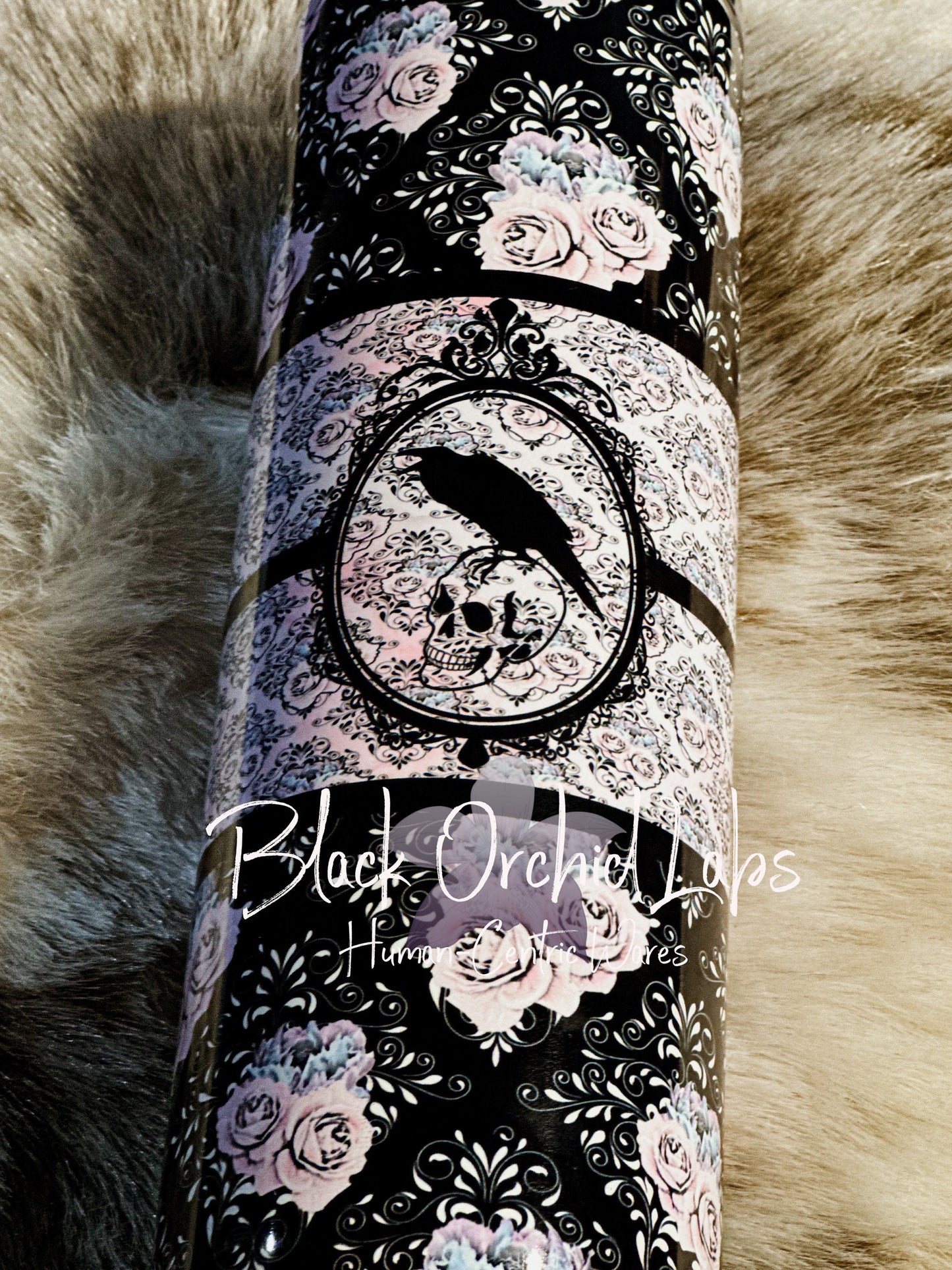 Raven cameo goth damask drink Tumbler, goth travel mug, Cottagecore, dark academia, goth gift, goth tumbler, punk gift, goth, raven