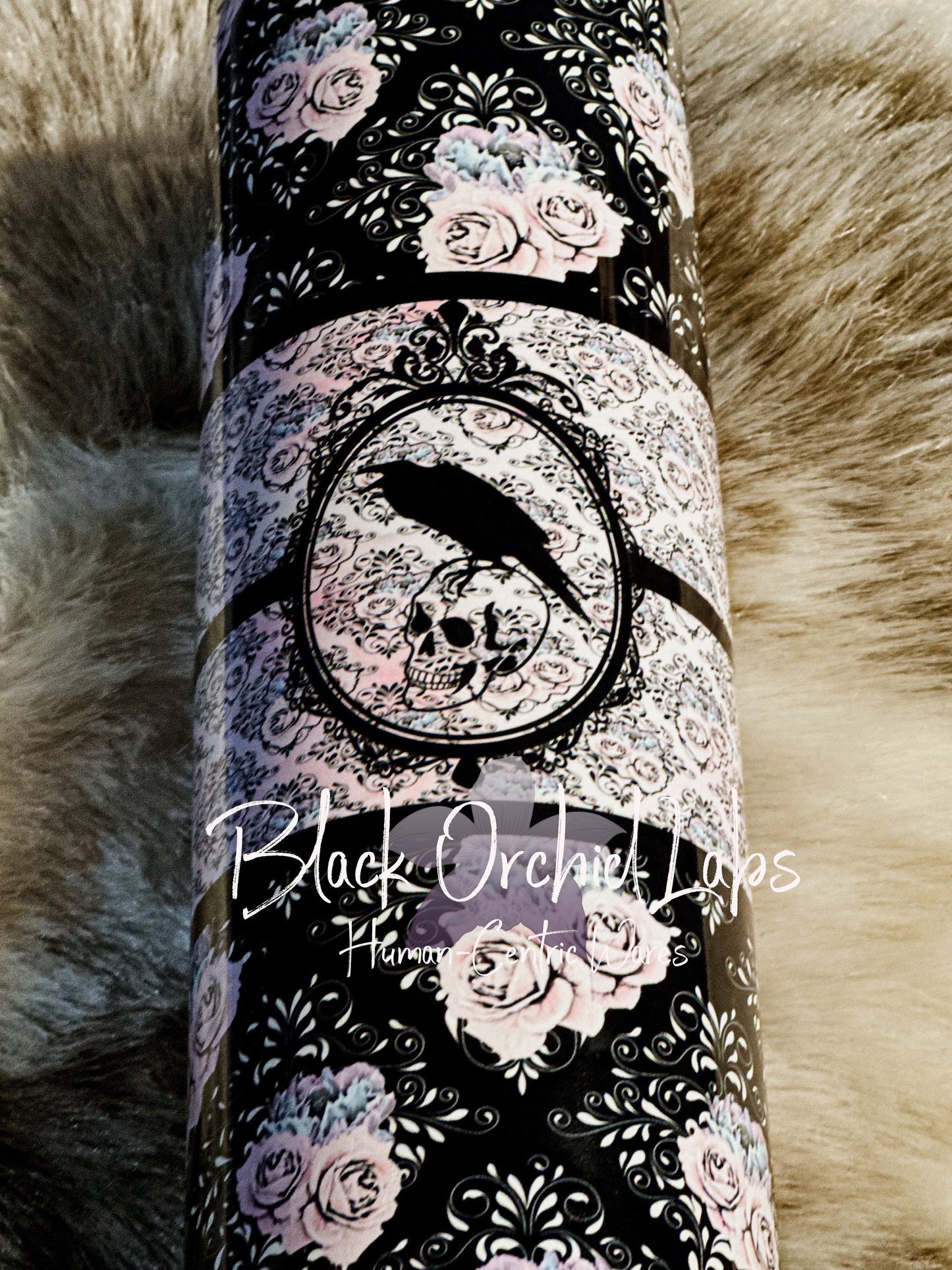 Raven cameo goth damask drink Tumbler, goth travel mug, Cottagecore, dark academia, goth gift, goth tumbler, punk gift, goth, raven