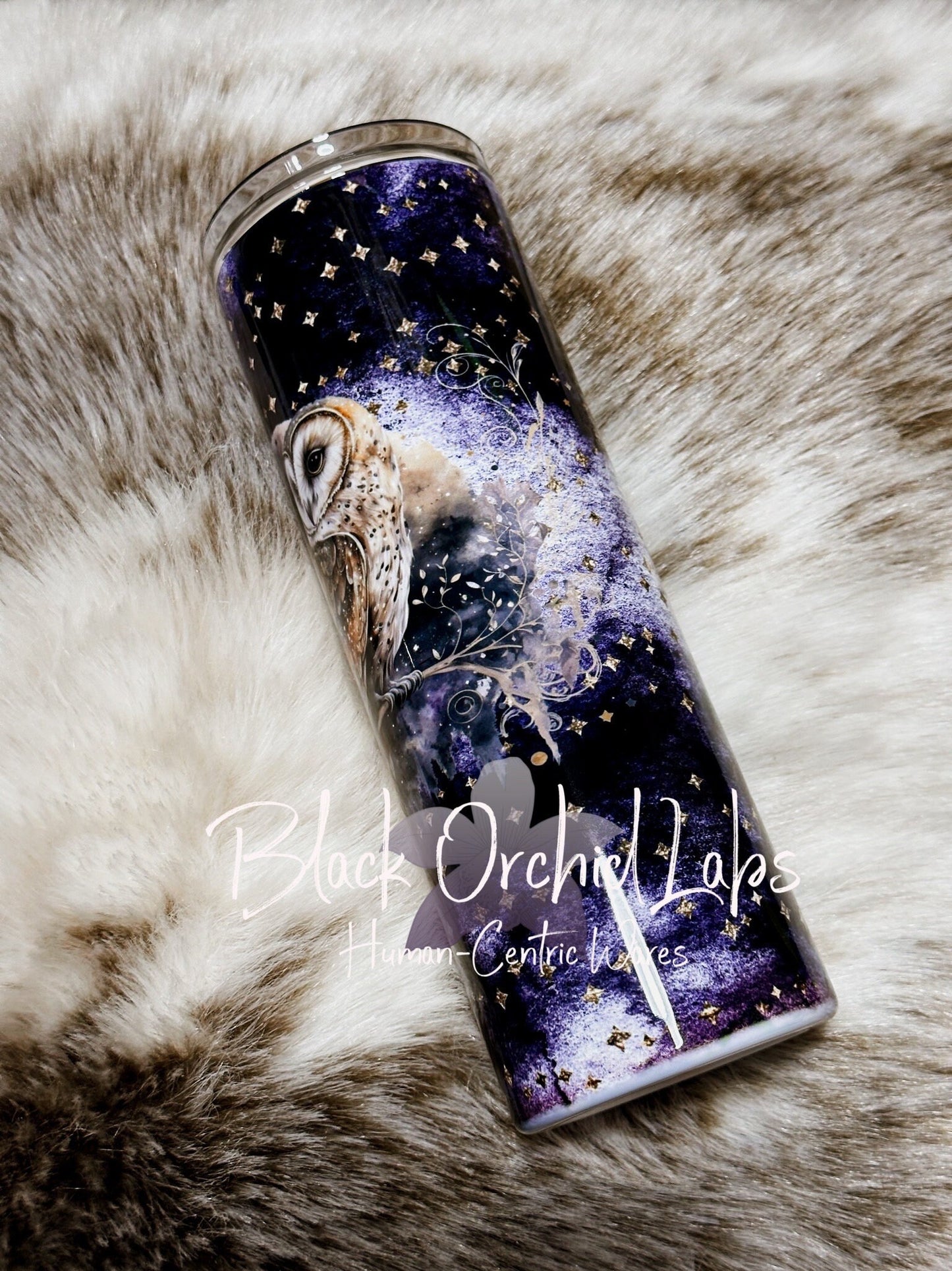 Dark Academia Lunar Owl Tumbler, goth Owl personalized tumbler, owl gift, minimalist, gift for her, celestial