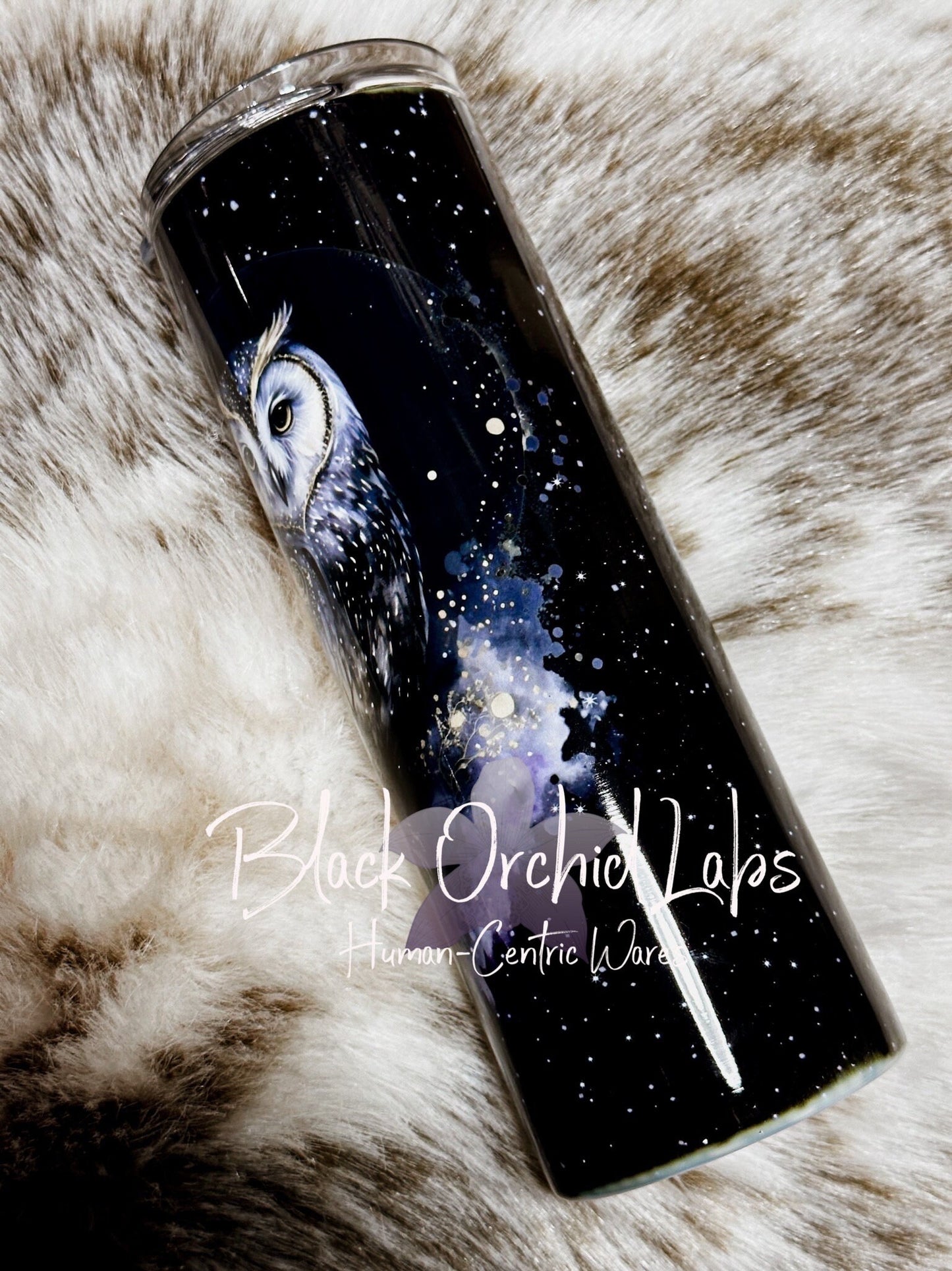 Dark Academia Lunar Owl Tumbler, goth Owl personalized tumbler, owl gift, minimalist, gift for her, celestial