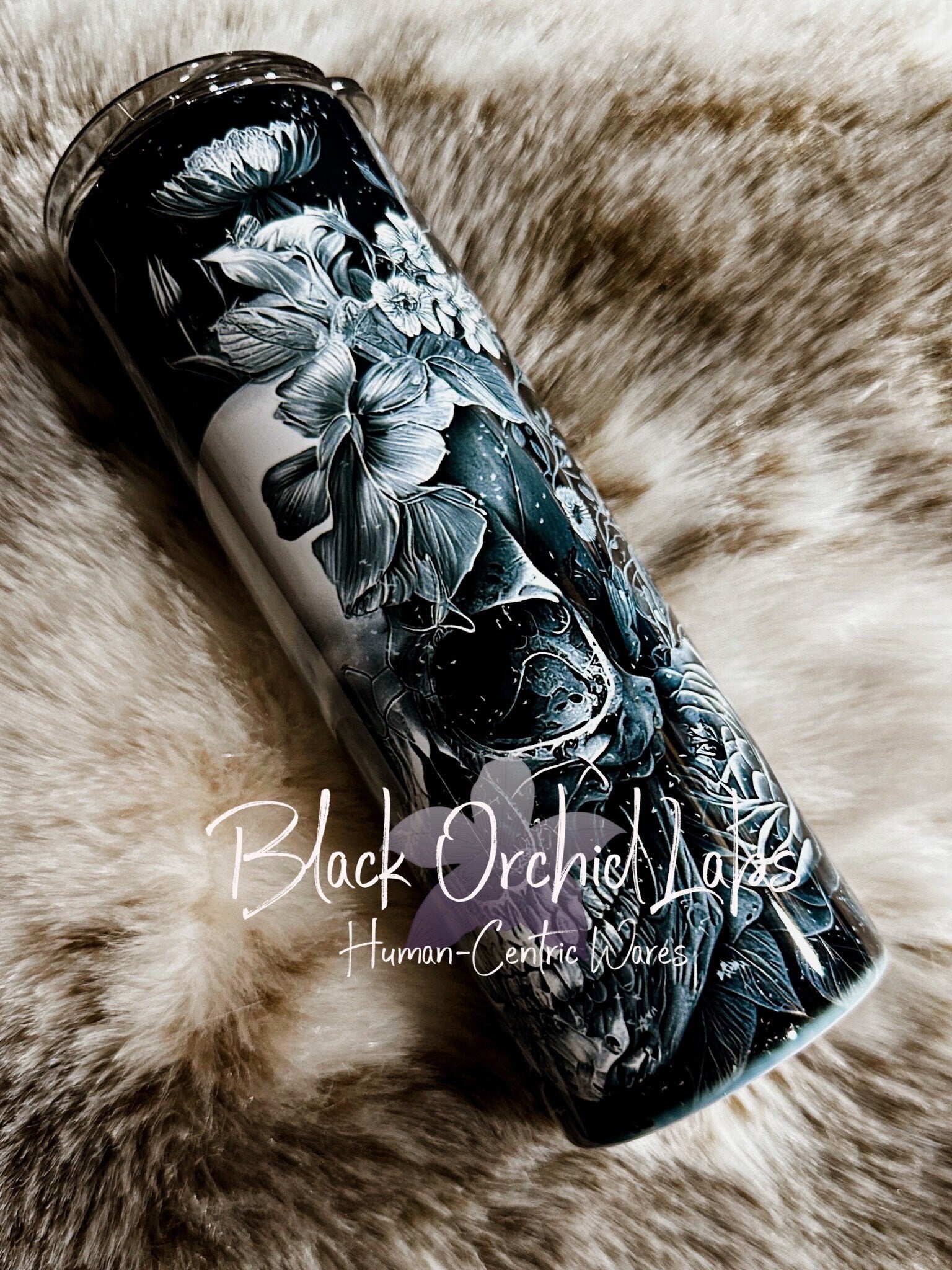 Dark Academia Skull Tumbler, Cottagecore Skull Travel Mug, Goth Gift, dark academia, gift for her, minimalist