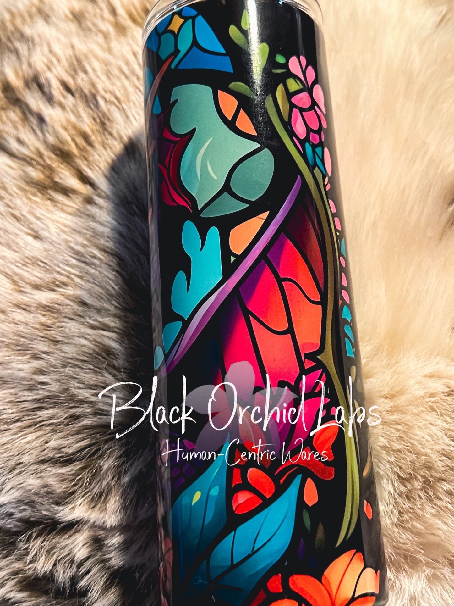 Stained Glass, Dark Academia Dragon Tumbler, Fantasy, Bookish gift, Readers travel mug, Book Dragon, gift for him, gift for her, minimalist